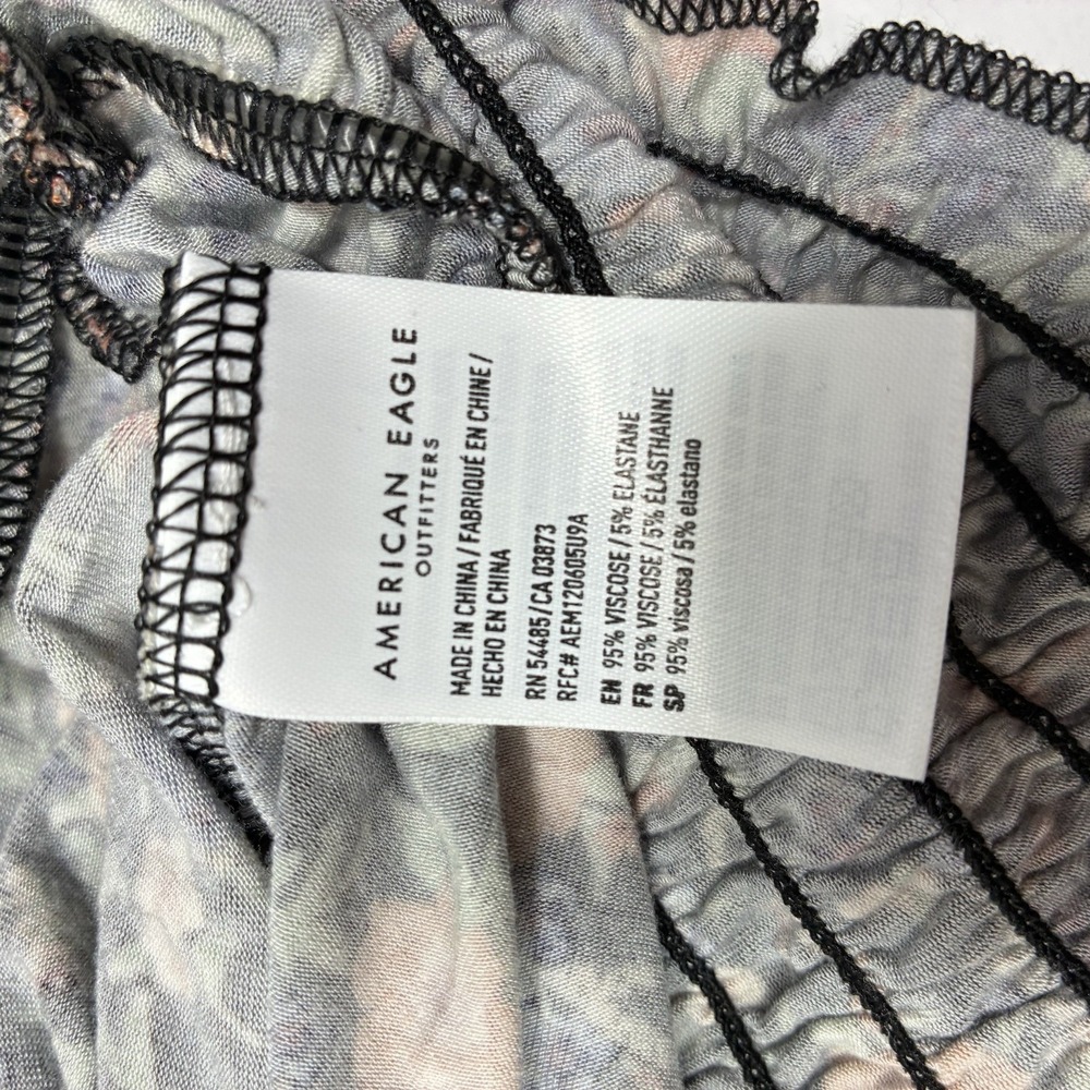 AE American Eagle Women Top Tie-Front Floral Blouse Sz Medium Soft Lounge Casual - Picture 11 of 11